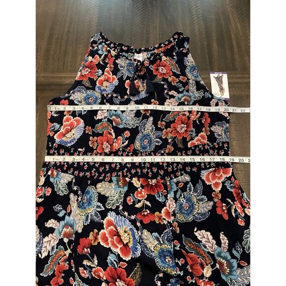 Bila XXL Navy Floral Boho Handkerchief Hem Maxi Dress 100% Rayon NWT Resort Wear - Picture 6 of 11